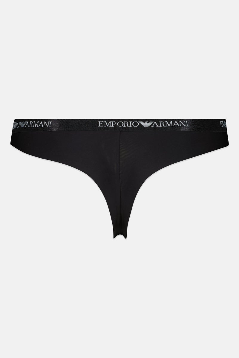 EMPORIO ARMANI Women Brand Logo Pull On Brazilian Brief, Black - Image 3
