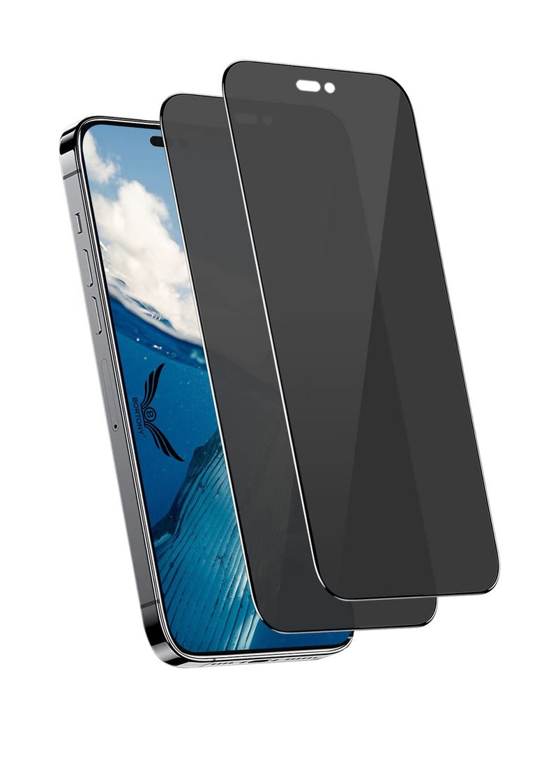 BORTONY iPhone 14 Pro Max Privacy Screen Protector 9HDouble Anti Spy Dark Film Guard Case Friendly Bubble Free Tempered Glass for Apple iPhone 14 Pro Max 6.7 Inch 2022 - Image 1