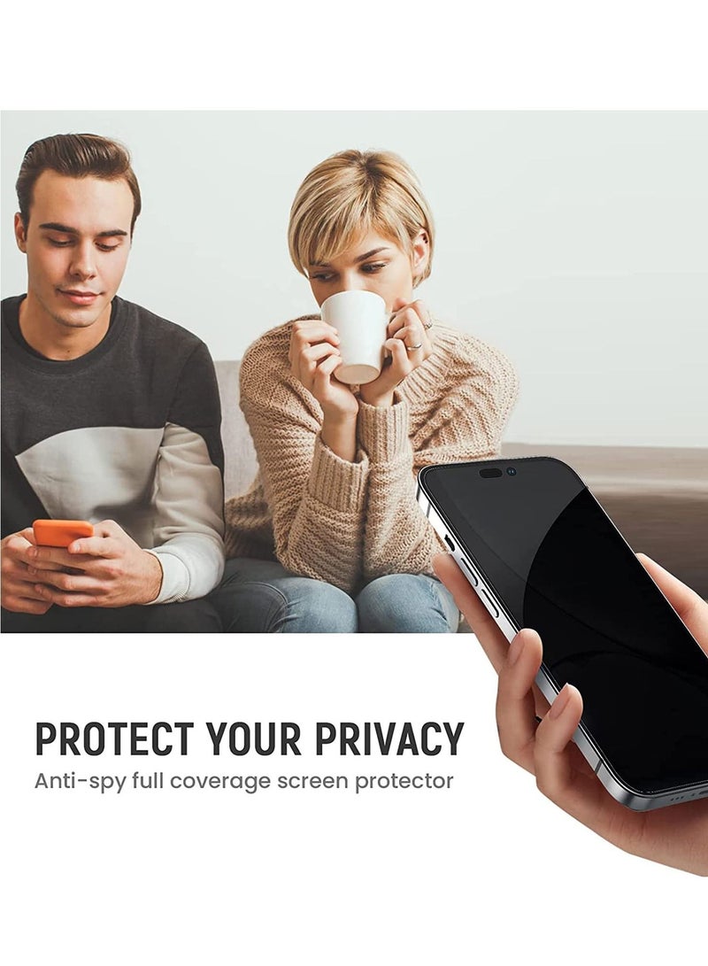 BORTONY iPhone 14 Pro Max Privacy Screen Protector 9HDouble Anti Spy Dark Film Guard Case Friendly Bubble Free Tempered Glass for Apple iPhone 14 Pro Max 6.7 Inch 2022 - Image 2