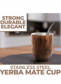 Yerba Mate Tea Cup Set, Includes Bombilla Straw, Lid and Cleaning Brush, Stainless Steel Double-Walled Tea Cup for Yerba Mate Loose Leaf Drinking, Easy to Clean, Natural Brown, 12 Ounces - pzsku/Z4EA071923D48D2E78DFFZ/45/_/1698455388/64c5aa71-71d1-4100-a6a8-dfda8685d59f