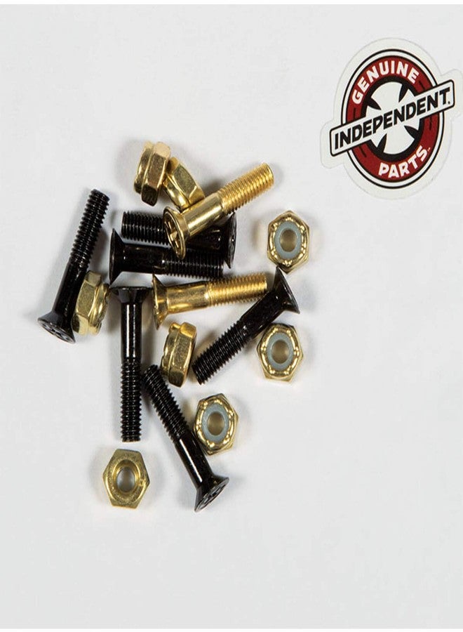 Independent Cross Phillips Head Black / Gold Standard Skateboard Hardware Sets - 1" - Image 2
