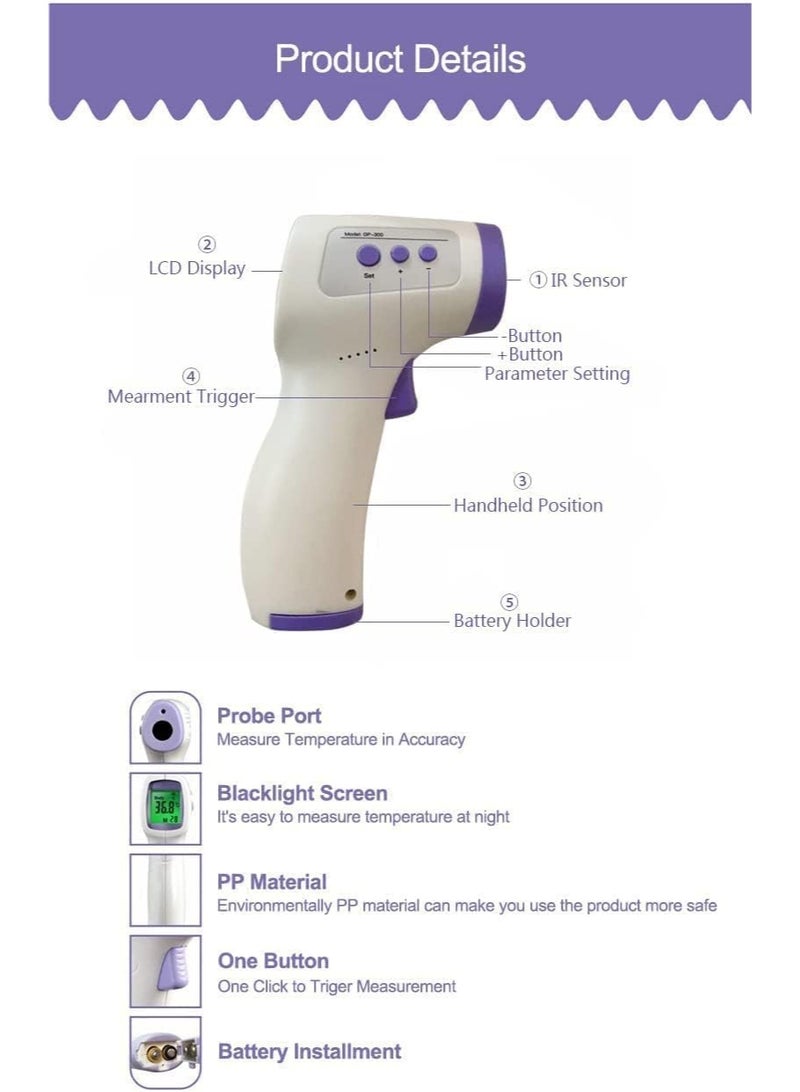 Digital Infrared Thermometer – Non-Contact Forehead & Ear Temperature Gun, Instant Accurate Readings, LCD Display for Kids & Adults - Image 3