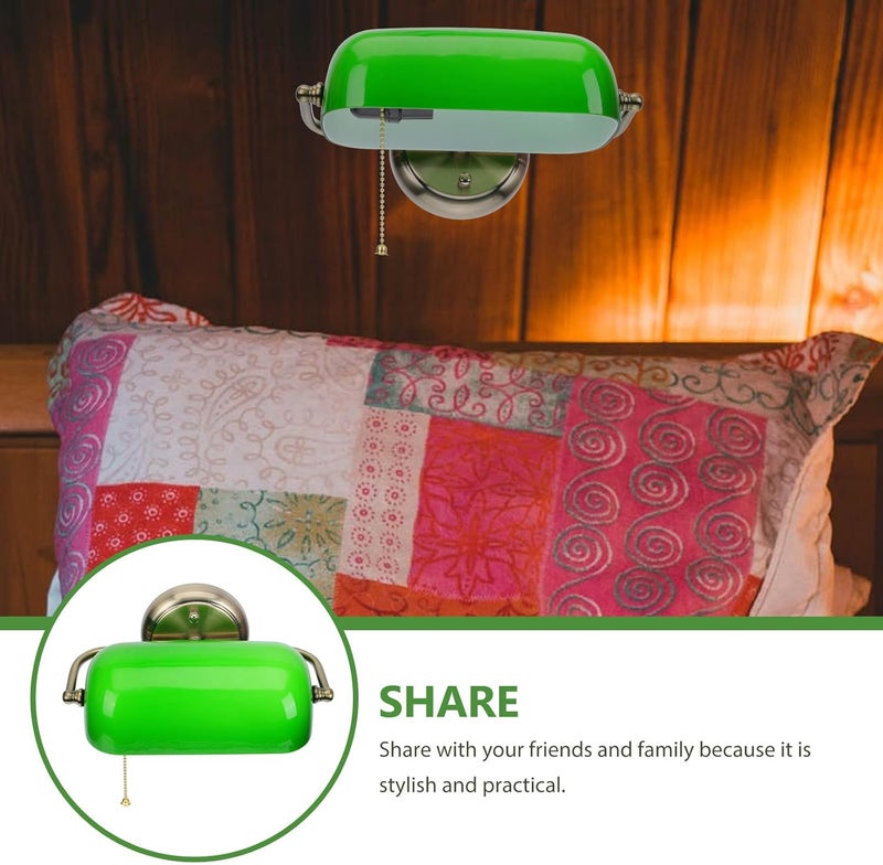 Zerodeko Vintage Green Wall Lamp with Zipper Pull Chain Decorative Single Head Corridor Night Light for Bedroom and Living Room Wall Sconce - Image 4