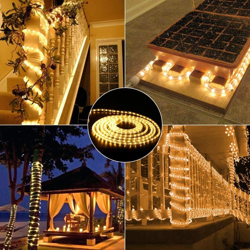 BRIZLER Warm White Rope Lights, 18ft 216 LED Rope Lights Waterproof, 120V Plugin White Christmas Light Connectable with Clear PVC Tube, Indoor/Outdoor Decorative Tube Light for Backyards, Garden Patio - Image 4