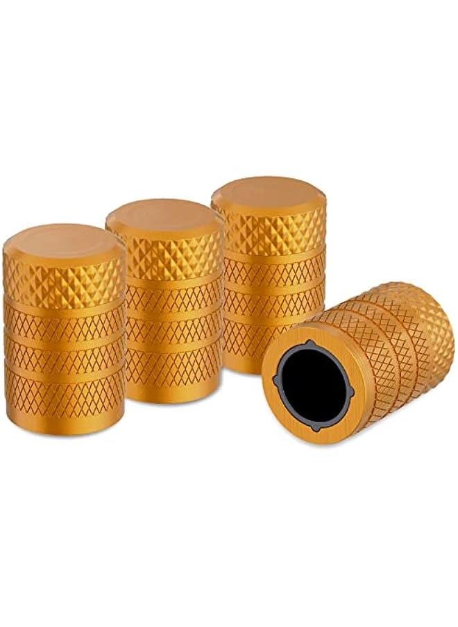 Generic Tire Valve Stem Caps, Golden Yellow, 4 pcs/Pack, Anodized Aluminum Tire Valve Cap Set, Corrosion Resistant, Universal Stem Covers for Cars Trucks Motorcycles SUVs and Bikes  - Image 1