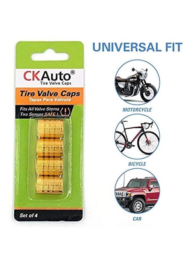 Generic Tire Valve Stem Caps, Golden Yellow, 4 pcs/Pack, Anodized Aluminum Tire Valve Cap Set, Corrosion Resistant, Universal Stem Covers for Cars Trucks Motorcycles SUVs and Bikes  - Image 5