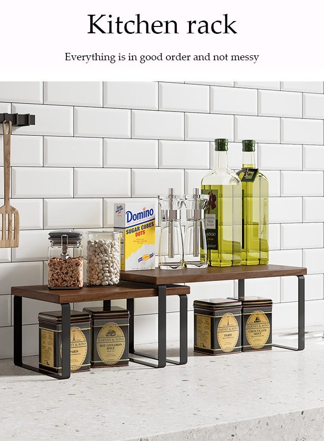 DUNISO 2Pcs Expandable Countertop Organizer Shelf, Movable Multifunctional Kitchen Shelf, Spice Rack Organizer, Suitable For Kitchen, Living Room, Bathroom, Expandable 32cm To 56.9 Cm - Image 4