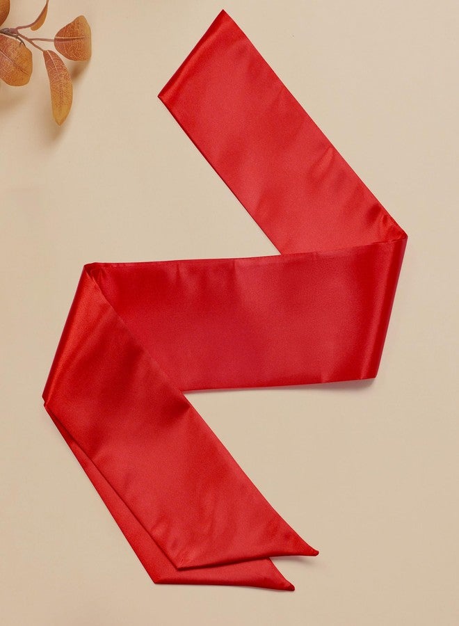 وشاح ساتان مزدوج الطبقات من Party to Be Plain، وشاح يمكنك صنعه بنفسك، عرضه 3.15 بوصة وطوله 35 بوصة من الكتف إلى الورك (أحمر) - Image 2