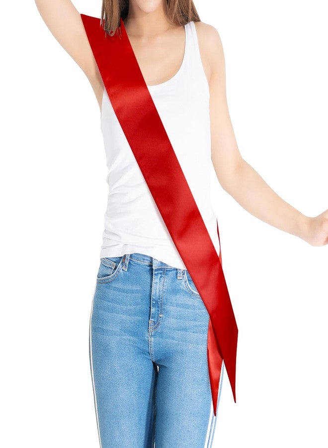 وشاح ساتان مزدوج الطبقات من Party to Be Plain، وشاح يمكنك صنعه بنفسك، عرضه 3.15 بوصة وطوله 35 بوصة من الكتف إلى الورك (أحمر) - Image 1