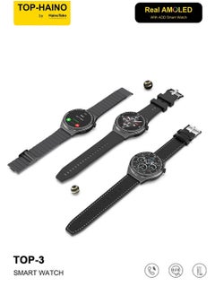 Haino Teko TOP 3 Real AMOLED Display with AOD Smart Watch 3 Pair Straps Wireless Charger for Gents  - Image 1