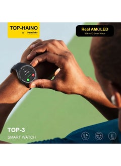 Haino Teko TOP 3 Real AMOLED Display with AOD Smart Watch 3 Pair Straps Wireless Charger for Gents  - Image 3