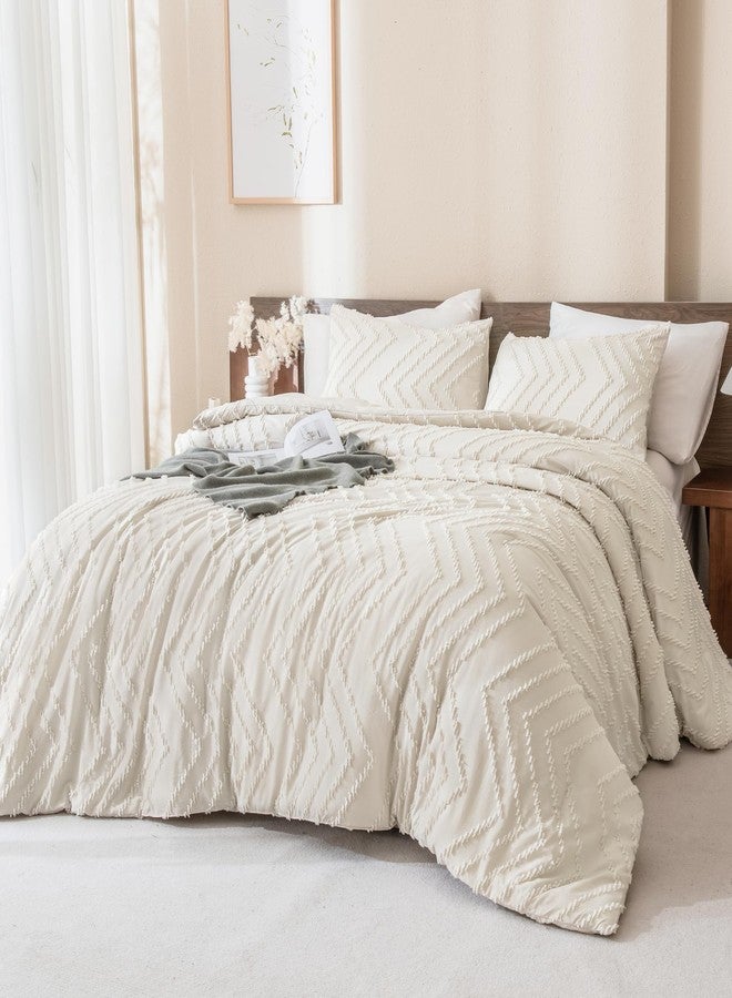 Andency Twin/Twin XL Comforter Set Beige, Twin Bed Comforter for College Dorm Girls Boys Kids Boho Cream Soft Warm Cute Neutral Comforter, 2 Pieces Aesthetic Chevron Bohemian Bedding Set - Image 2