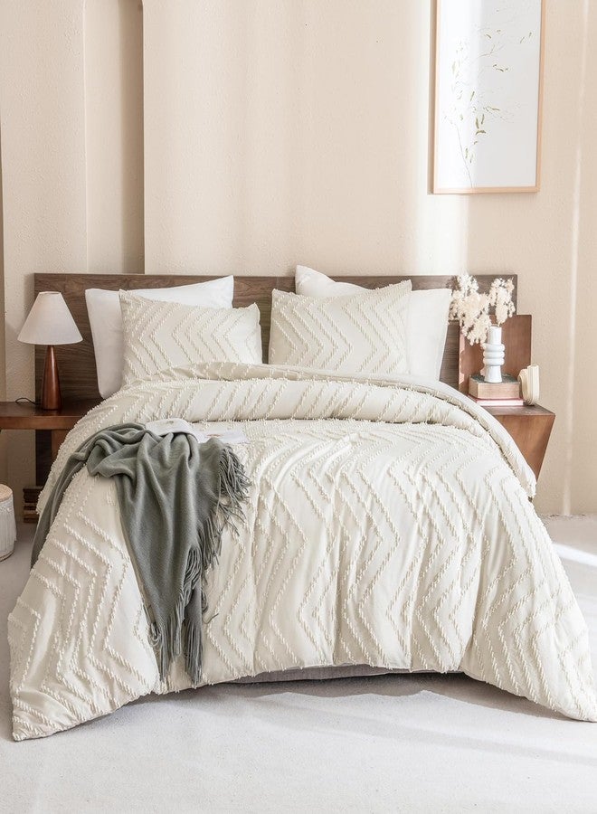 Andency Twin/Twin XL Comforter Set Beige, Twin Bed Comforter for College Dorm Girls Boys Kids Boho Cream Soft Warm Cute Neutral Comforter, 2 Pieces Aesthetic Chevron Bohemian Bedding Set - Image 3