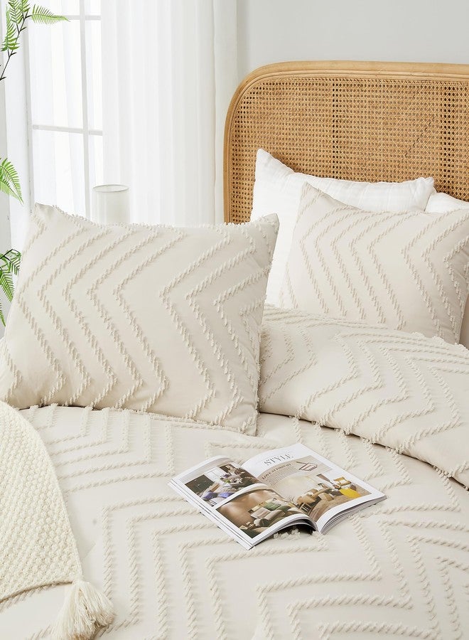 Andency Twin/Twin XL Comforter Set Beige, Twin Bed Comforter for College Dorm Girls Boys Kids Boho Cream Soft Warm Cute Neutral Comforter, 2 Pieces Aesthetic Chevron Bohemian Bedding Set - Image 4