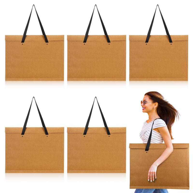 Engrowtic 5 Pcs Art Portfolio Bag 17 x 22 Inch Paper Portfolio Folder with Handle Poster Storage Bag for Artwork Portfolio Art Organizers and Storage Art Supply Bag for Poster Bulletin Boards Painting - Image 1