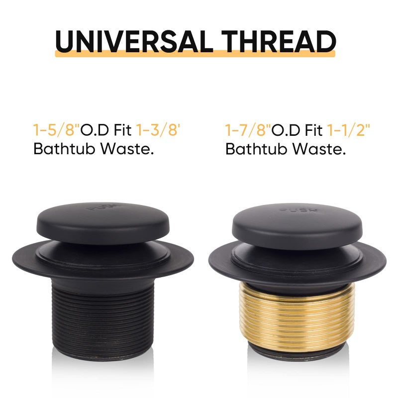 MINUPWELL Black Tub Drain Bathtub Drain Conversion Kit With Two-Hole Overflow Faceplate  Minupwell Replacement Tip-Toe Bath Drain Trim Kit With Universal Fine/Coarse Thread Assembly  Matte Black - Image 4