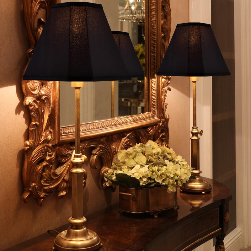 GO&SO Bell Lamp Shades Set of 2 Black Scalloped Lamp Shade, Replacement Lamp Shade For Floor & Table Lamp Shade, 6.5"Top x 13"Bottom x 11.2"Slant Height x 10.5''Vertical Height(Spider), Easy Assembly - Image 4