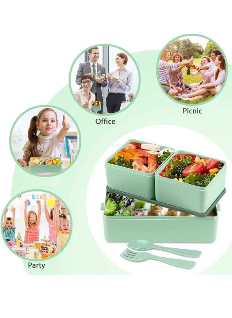Generic Bento Box Adult Lunch Box,49OZ Leakproof Eco-Friendly Stackable Bento Lunch Box Meal Prep for Dining Out, Work, Picnic, School  - Image 4
