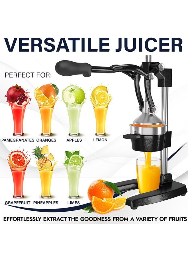 Arabest Cast Iron Citrus Juicer | Extra-Large Commercial Grade Manual Hand Press | Heavy Duty Countertop Squeezer for Fresh Orange Juice (Bonus Stainless Steel Cup) (Black) - Image 5