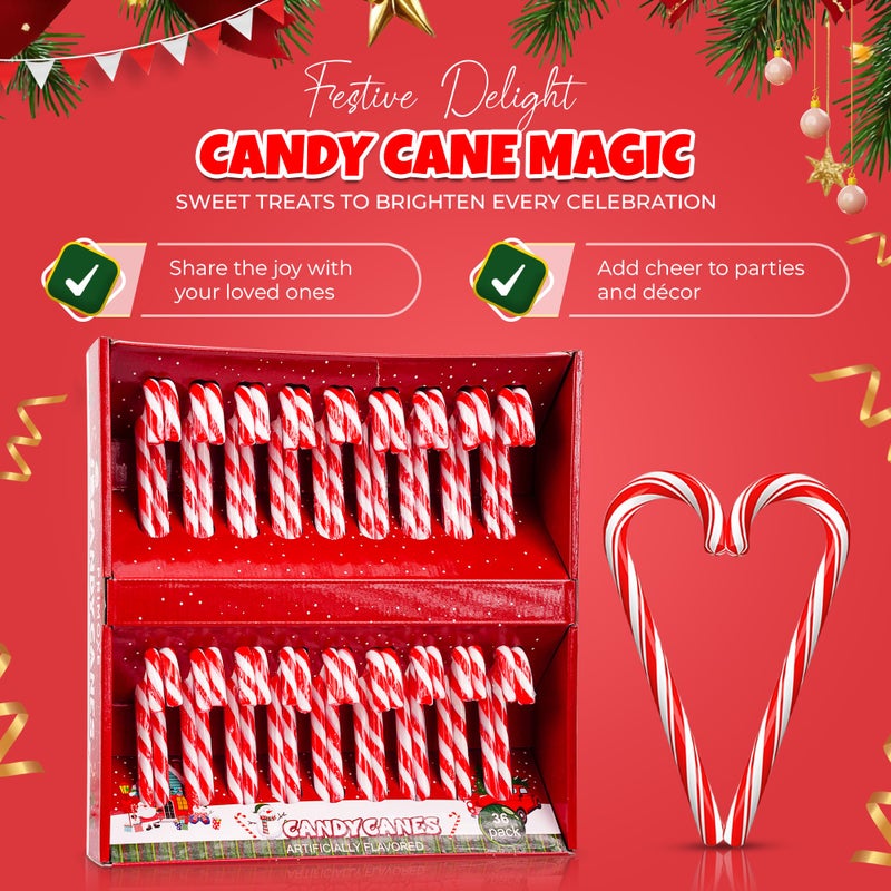 Christmas Candy Canes 36 Pack - Classic Red & White Peppermint Sticks Individually Wrapped - Bulk Christmas Candys for Holiday Treats, Decorations, Stocking Stuffers & Gifts - Image 3