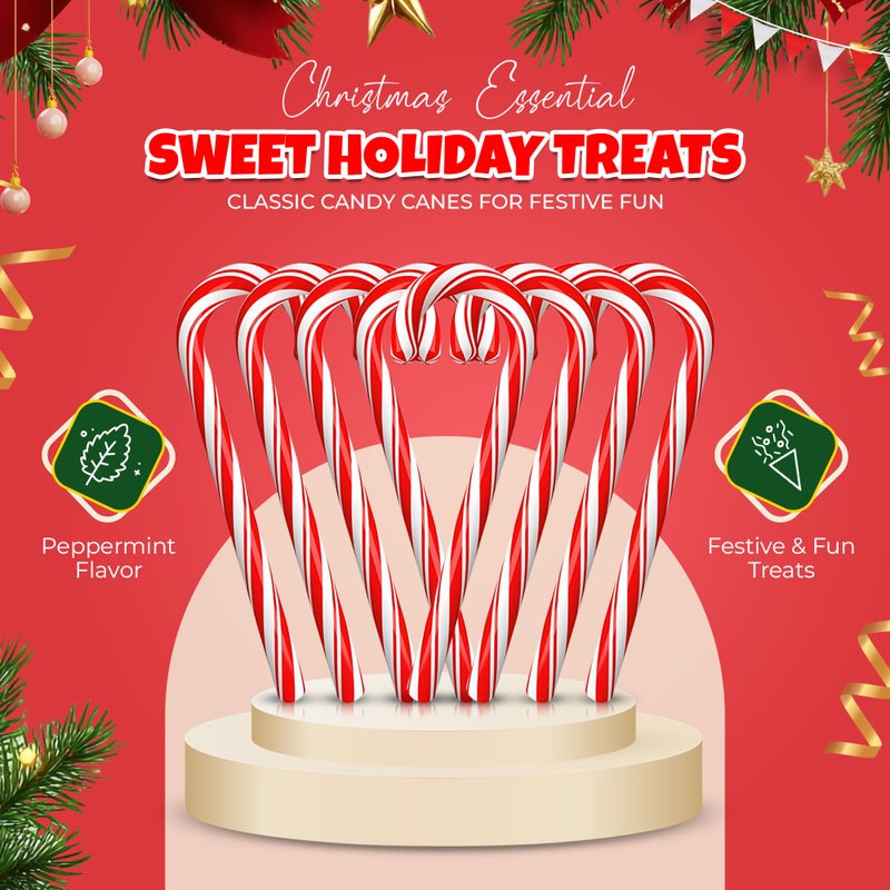 Christmas Candy Canes 36 Pack - Classic Red & White Peppermint Sticks Individually Wrapped - Bulk Christmas Candys for Holiday Treats, Decorations, Stocking Stuffers & Gifts - Image 2