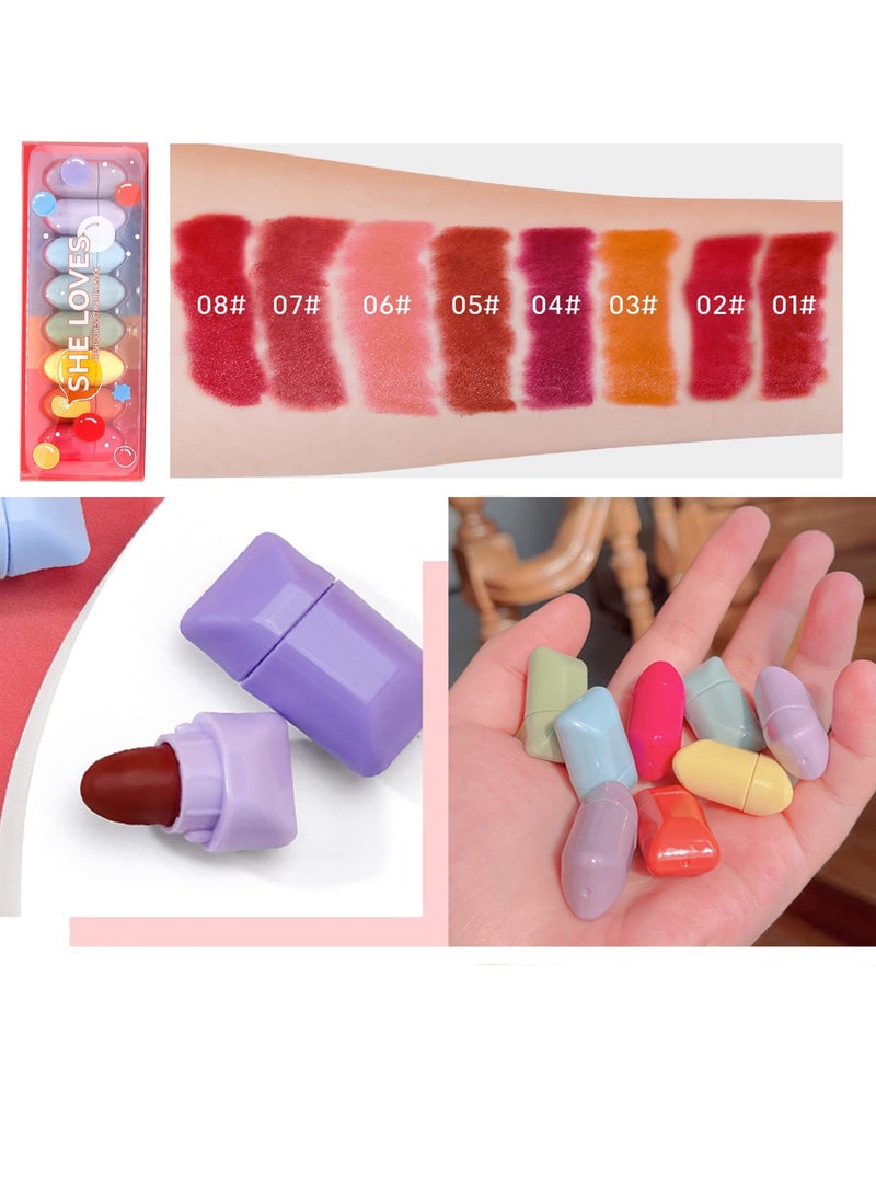 Excefore Mini Candy Matte Lipstick Set, 8 Colors Matte Lipstick, Waterproof Long Lasting, Velvet Lipstick, Lipstick Makeup Gift Set, Nonstick Cup, Travel Friendly - Image 5