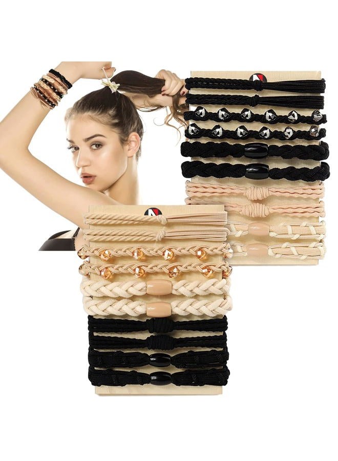 TENGYES Hair Ties for Women Girls, 20 Pcs Boho Dual-Use Bracelets and Hair Tie for Thick Hair/Pony Tails, No Damage No Crease Elastics Hair Rubber Bands Ponytail Holders (Graceful)  - Image 1