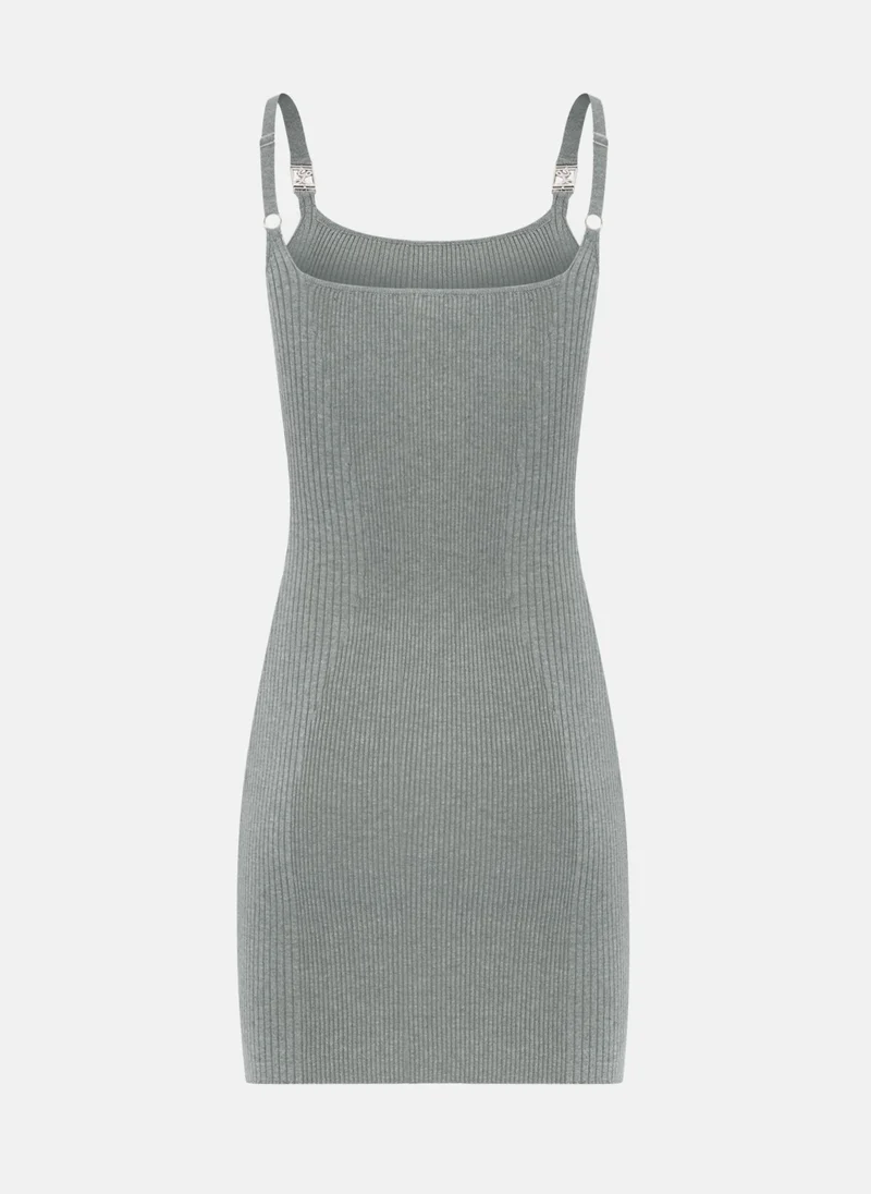 Lichi  Mini ribbed dress with strap decoration for Women | Best Price UAE