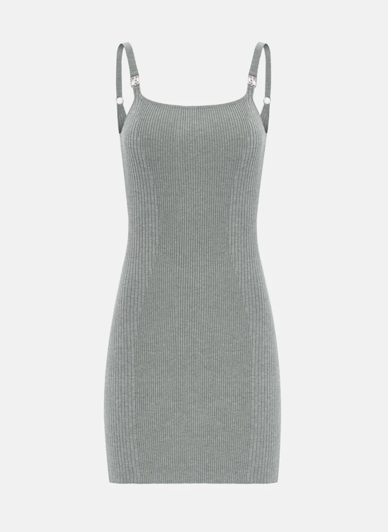 Lichi  Mini ribbed dress with strap decoration for Women | Best Price UAE