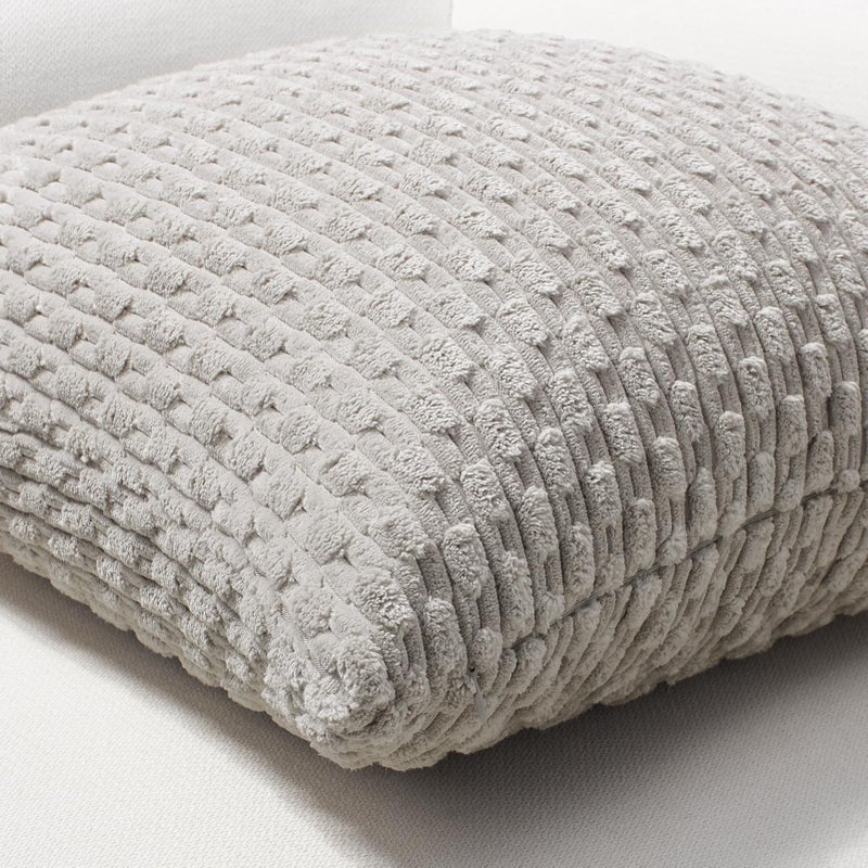 Softalker Throw Pillow Covers 20x20 Inch Set of 2  Super Soft Corduroy Pillow Covers Decorative Boho Striped Pillowcases for Couch Sofa Living Room Bed Home Decor  Grey - Image 2