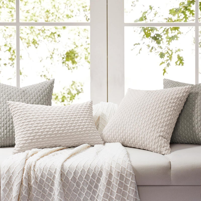 Softalker Throw Pillow Covers 20x20 Inch Set of 2  Super Soft Corduroy Pillow Covers Decorative Boho Striped Pillowcases for Couch Sofa Living Room Bed Home Decor  Grey - Image 5