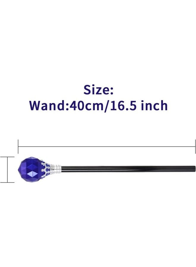 GANPUB Royal Blue Halloween Cosplay Plastic Diamonds Crown Wand King Queen Price Princess Role Play Sceptre Dress-Up Accessories - Image 2