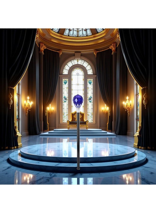 GANPUB Royal Blue Halloween Cosplay Plastic Diamonds Crown Wand King Queen Price Princess Role Play Sceptre Dress-Up Accessories - Image 5