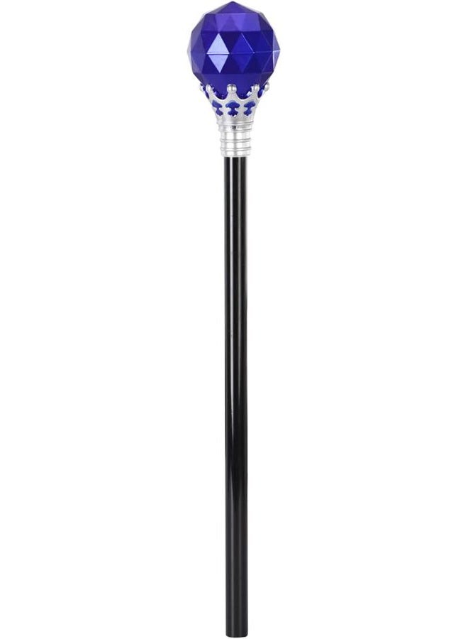GANPUB Royal Blue Halloween Cosplay Plastic Diamonds Crown Wand King Queen Price Princess Role Play Sceptre Dress-Up Accessories - Image 1