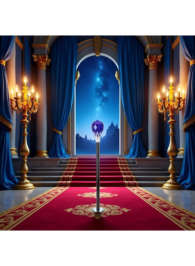 GANPUB Royal Blue Halloween Cosplay Plastic Diamonds Crown Wand King Queen Price Princess Role Play Sceptre Dress-Up Accessories - Image 3