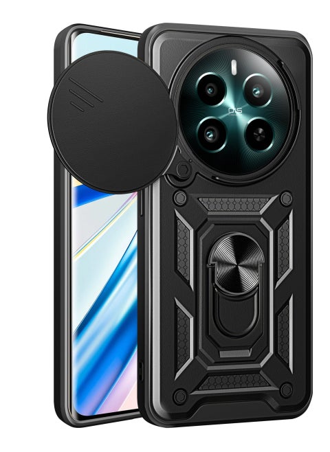 جراب حمايه ويندو مقاوم للصدمات وحمايه للكاميرا مزود بدبله معدنيه متوافق مع Realme 12 Plus /Realme 12 4G (اسود)