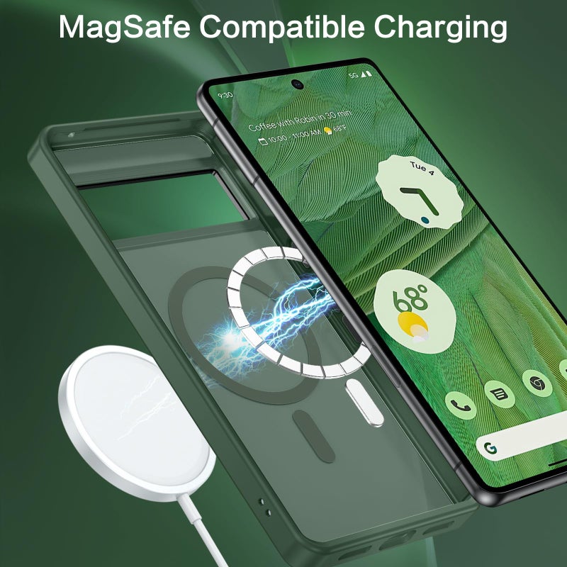 BENTOBEN for Google Pixel 7 Pro Case [Compatible with Magsafe] Translucent Matte Magnetic Pixel 7 Pro Case Slim Shockproof Women Men Protective Phone Cases for Google Pixel 7 Pro 6.7", Forest Green - Image 4