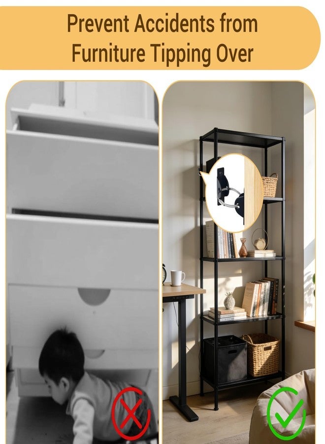 Home Master Hardware 6 Set Furniture Anchors for Baby Proofing, Anti Tip Furniture Wall Anchor Metal Earthquake Straps, Wall Safety Anchor Prevent Child Pet from Falling Furniture, Black, HOME MASTER HARDWARE - Image 4
