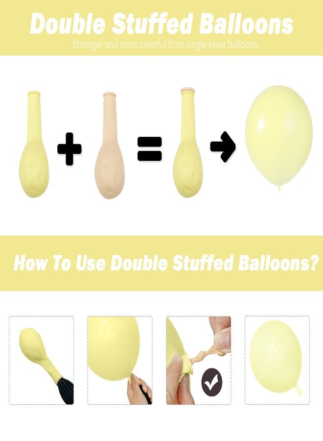 Janinus Double Stuffed Pastel Yellow Balloon Arch Kit - Double Stuffed Light Yellow Balloons Garland Pale Yellow Balloons Different Sizes 5 12 18 inch for Sunflower Balloon Arch Honey Bee Baby Shower Birthday - Image 4