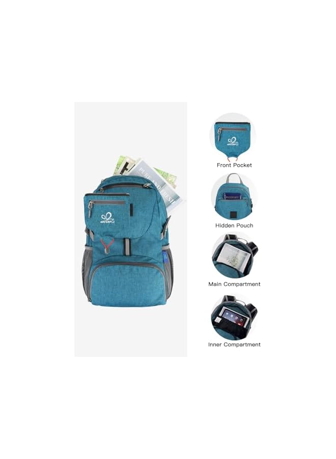 WATERFLY Small Lightweight Packable Backpack: 20L Ultra Light Foldable Travel Hiking Camping Daypack Day Pack For Man Woman - Image 3