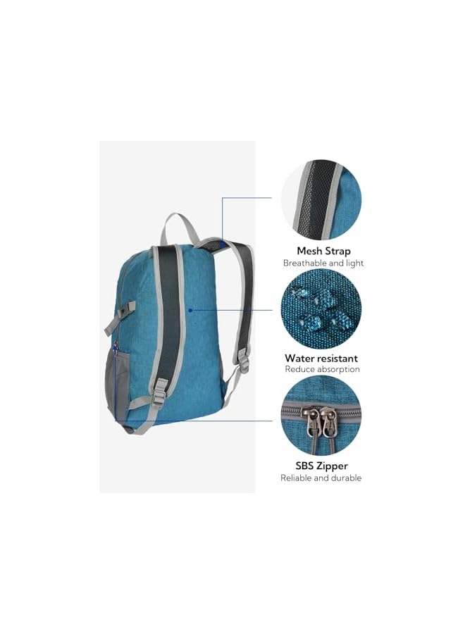 WATERFLY Small Lightweight Packable Backpack: 20L Ultra Light Foldable Travel Hiking Camping Daypack Day Pack For Man Woman - Image 4