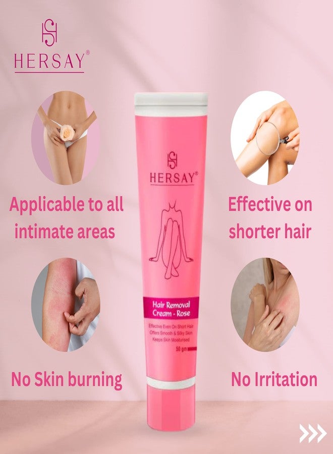 Hersay Hair Removal Cream For Women | Soothes & Moisturises skin | Made with Extracts of Shea Butter, Almond Oil & Aloe Vera | Painless & Flawless Depilatory Cream | Pack of 3 (50 gms each) - Image 3