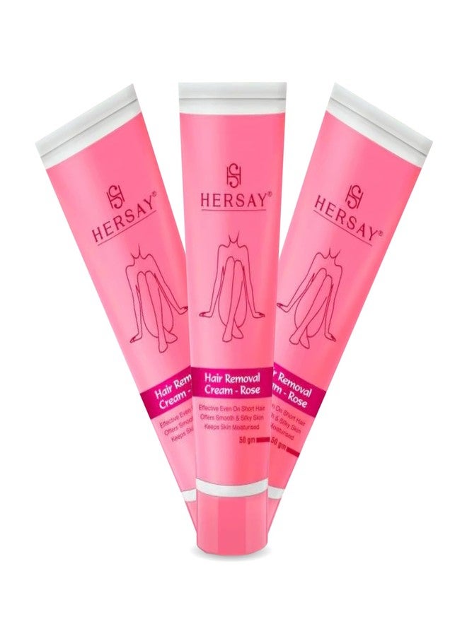 Hersay Hair Removal Cream For Women | Soothes & Moisturises skin | Made with Extracts of Shea Butter, Almond Oil & Aloe Vera | Painless & Flawless Depilatory Cream | Pack of 3 (50 gms each) - Image 1