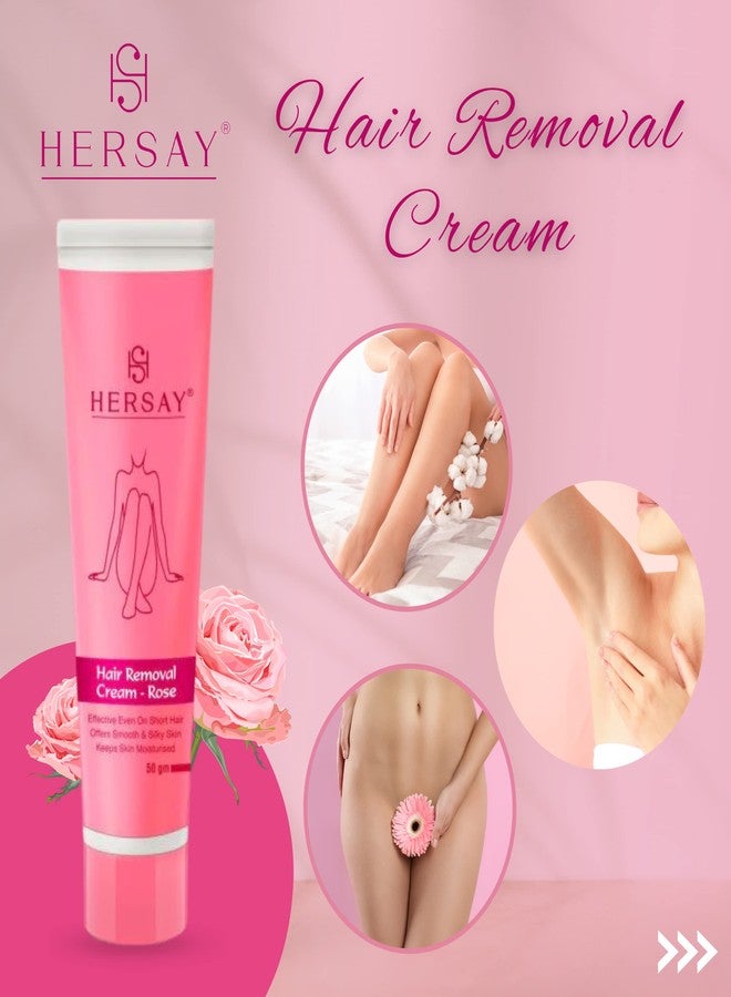 Hersay Hair Removal Cream For Women | Soothes & Moisturises skin | Made with Extracts of Shea Butter, Almond Oil & Aloe Vera | Painless & Flawless Depilatory Cream | Pack of 3 (50 gms each) - Image 2