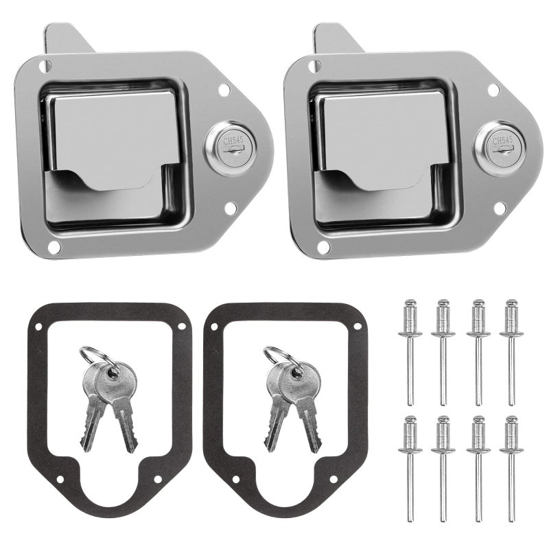 BAUMFEUER Truck Tool Box Latch Replacement 304 Stainless Steel Toolbox Paddle Lock Replacement Handle with Keys for Truck, RV, Trailer, UTV, ATV Box (2 Pack) - Image 1
