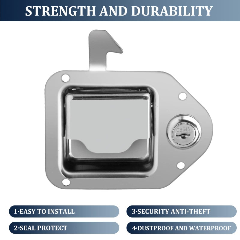 BAUMFEUER Truck Tool Box Latch Replacement 304 Stainless Steel Toolbox Paddle Lock Replacement Handle with Keys for Truck, RV, Trailer, UTV, ATV Box (2 Pack) - Image 4