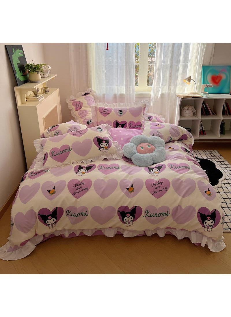 Bluejw - 4-Piece Kuromi Cotton Comfortable Set Bed Sheet Set Children'S Day Gift Birthday Gift 200X230cm - Image 1