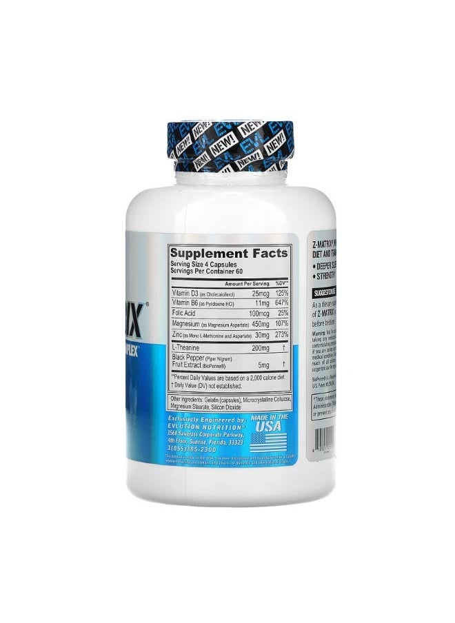 EVLUTION NUTRITION Z Matrix Recovery & Sleep Complex 240 Capsules  - Image 2