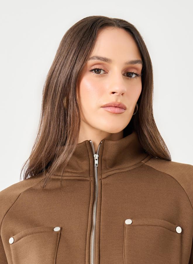 Styli Regular Length Oversized High Neck Bomber Jacket - Image 5