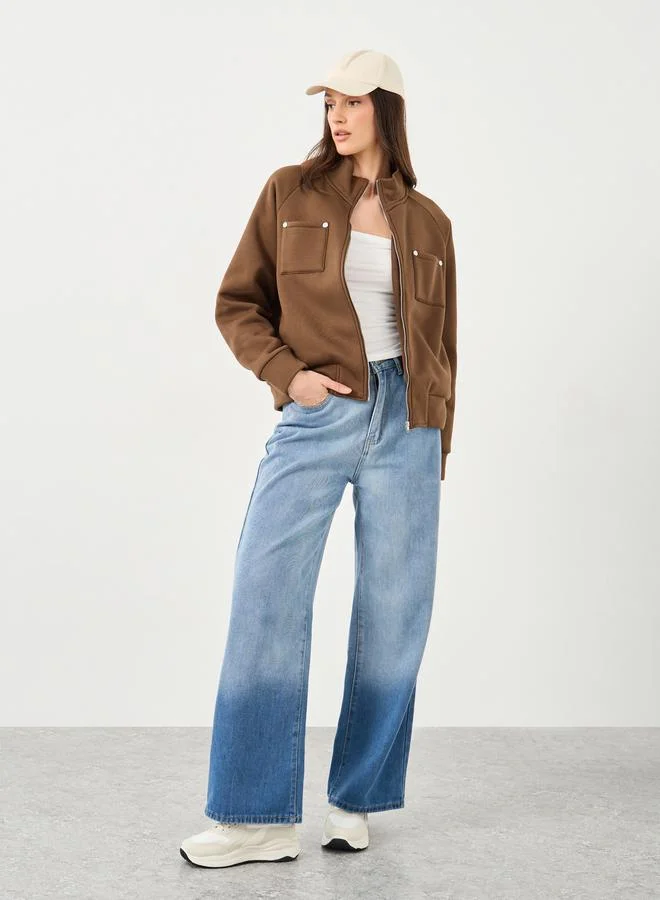 Styli Styli Regular Length Oversized High Neck Bomber Jacket